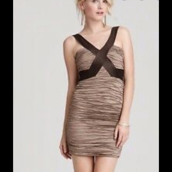 BCBGMaxAzria Dresses & Skirts - BCBGMaxazria Brown Cocktail Tight Mini Dress Size6